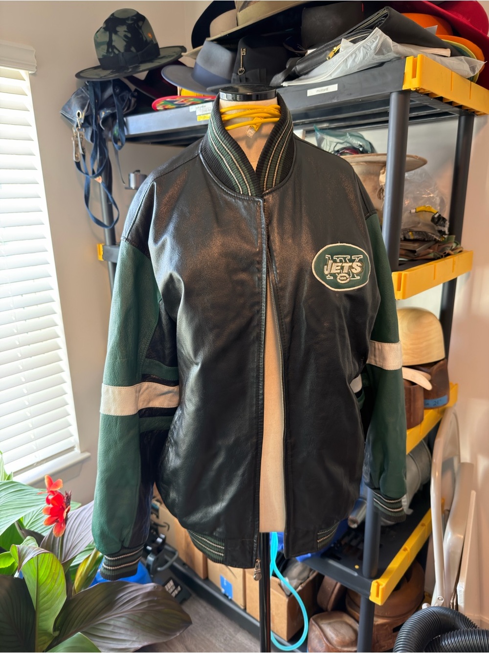 NY JETS LEATHER JACKET SZ XL